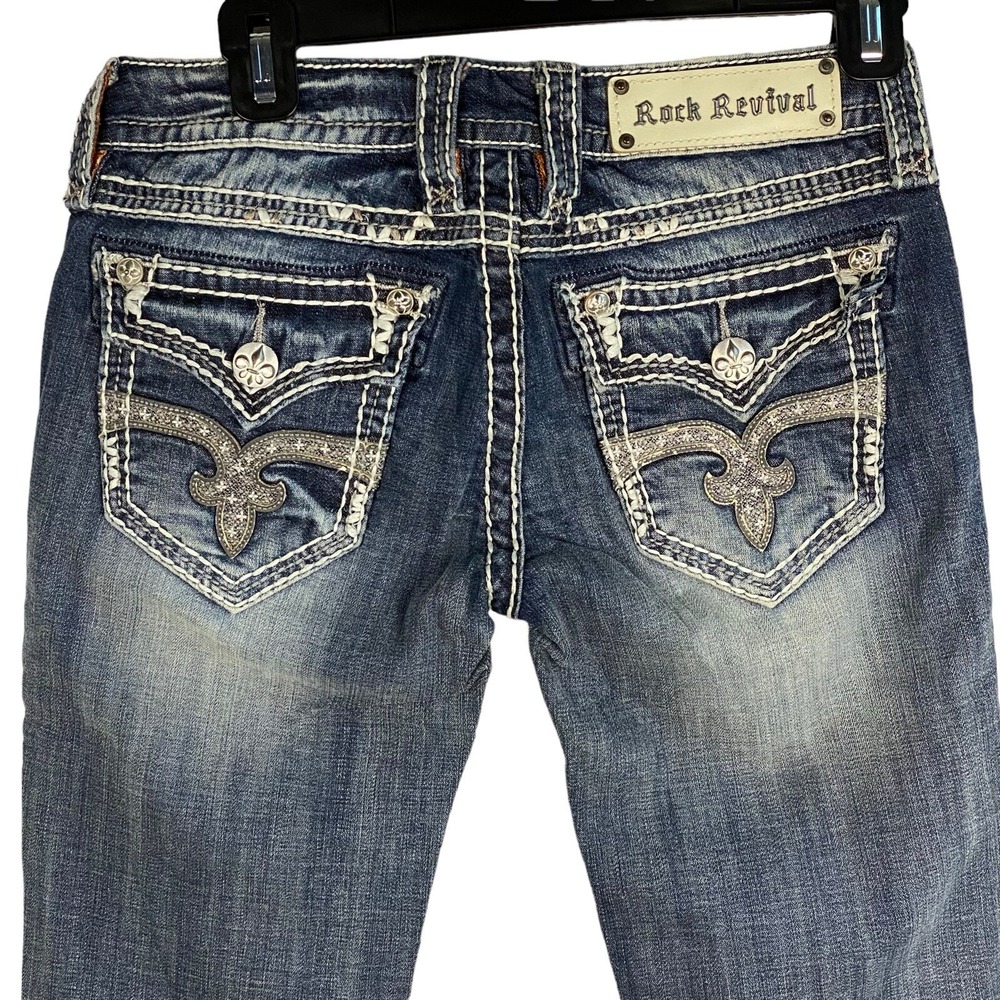 Rock Revival Jeans Women's Embellished‎ Pockets Dark Wash Denim Skinny Jeans